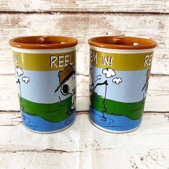 PEANUTS Vintage 2011 Charlie Brown Snoopy Fishing Mugs - Picture 3 of 7